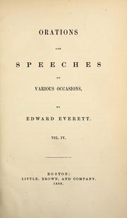 Cover of: Orations and speeches on various occasions