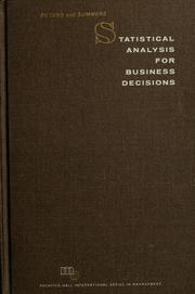 Cover of: Statistical analysis for business decisions by William Stanley Peters