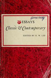 Cover of: Essays: classics & contemporary by R. W. Lid