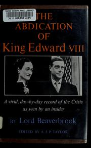 Cover of: The abdication of King Edward VIII.