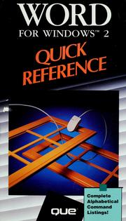 Cover of: Word for Windows 2 quick reference by Trudi Reisner