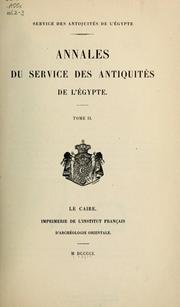 Cover of: Annales du Service des Antiquités de l’Égypte