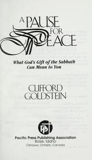 Cover of: A pause for peace by Clifford Goldstein
