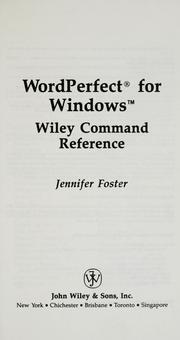 Cover of: WordPerfect for Windows: Wiley command reference