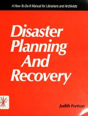 Cover of: Disaster planning and recovery by Judith Fortson