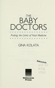 Cover of: The baby doctors by Gina Kolata