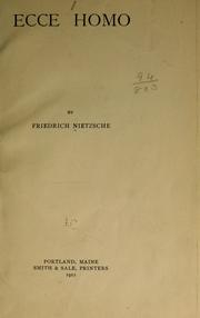 Cover of: Ecce homo by Friedrich Nietzsche