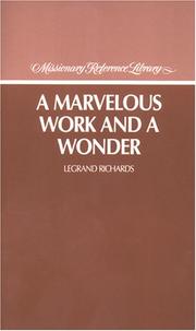 Cover of: A Marvelous Work and a Wonder