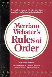 Cover of: Merriam-Webster's Rules of Order
