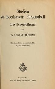 Cover of: Studien zu Beethovens Personalstil: das Scherzothema.  Mit einem Bisher unveröffentlichten Scherzo Beethovens