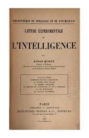 Cover of: L'étude expérimentale de l'intelligence