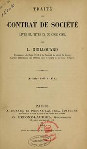 Cover of: Traité du contrat de société: livre III, titre IX du Code civil