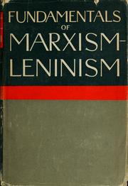 Cover of: Fundamentals of Marxism-Leninism: manual.