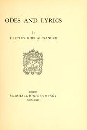 Cover of: Odes and lyrics