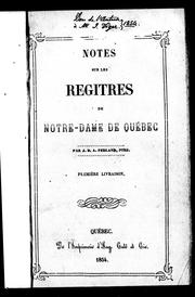 Cover of: Notes sur les regitres [sic] de Notre-Dame de Québec