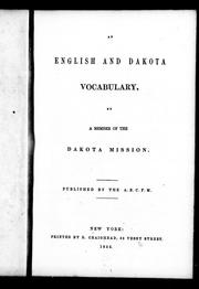 Cover of: An English and Dakota vocabulary