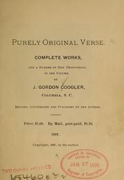 Cover of: Purely original verse. by J. Gordon Coogler