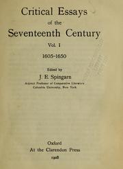 Cover of: Critical essays of the seventeenth century ...