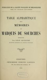 Cover of: Table alphabétique des Mémoires du marquis de Sourches