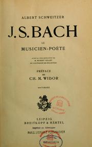 Cover of: J. S. Bach le musicien-poète by Albert Schweitzer