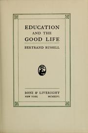 Cover of: Education and the good life.