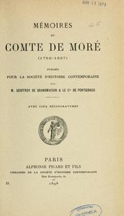 Cover of: Mémoires du comte de Moré (1758-1837)