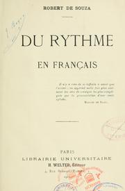 Cover of: Du rythme en français... by Robert de Souza