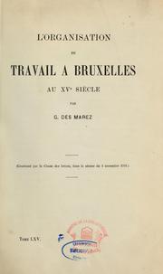 Cover of: L'Organisation du travail à Bruxelles au XVe siècle