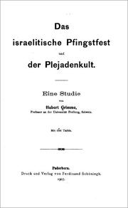 Das israelitische Pfingstfest und der Plejadenkult by Hubert Grimme