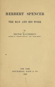 Cover of: Herbert Spencer: the man and his work