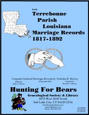 Cover of: Terrebonne Par LA Marriages 1817-1892 by 