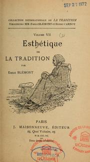 Cover of: Esthétique de la tradition
