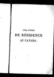 Cover of: Cinq années de résidence au Canada