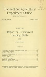 Cover of: Report on commercial feeding stuffs, 1922