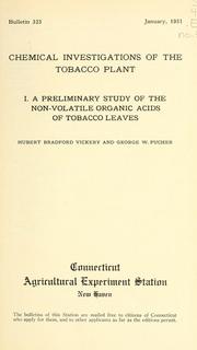 Cover of: Chemical investigations of the tobacco plant by George W. Pucher