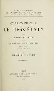 Cover of: Qu'est-ce que le tiers état?