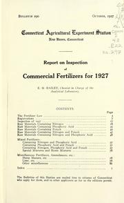 Cover of: Report on inspection of commercial fertilizers for 1927