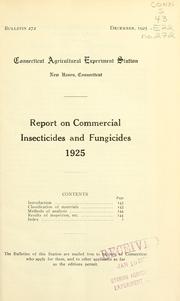 Cover of: Report on commercial insecticides and fungicides, 1925
