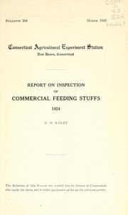 Cover of: Report on inspection of commercial feeding stuffs, 1924