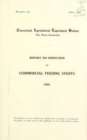 Cover of: Report on inspection of commercial feeding stuffs, 1925