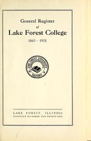 Cover of: General register of Lake Forest College, 1865-1931 by Lake Forest University