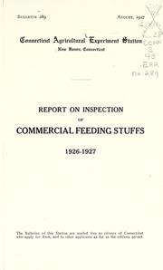 Cover of: Report on inspection of commercial feeding stuffs, 1926-1927