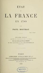 Cover of: État de la France en 1789