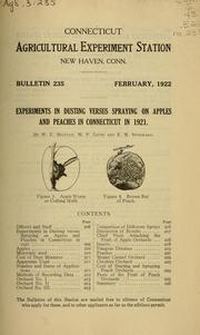 Cover of: Experiments in dusting versus spraying on apples and peaches in Connecticut in 1921