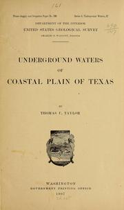 Cover of: Underground waters of Coastal plain of Texas