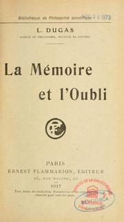 Cover of: La mémoire et l'oubli