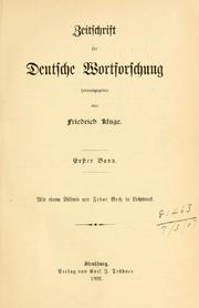 Cover of: Zeitschrift für Deutsche Wortforschung