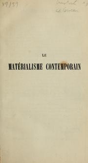 Cover of: Le matérialisme contemporain