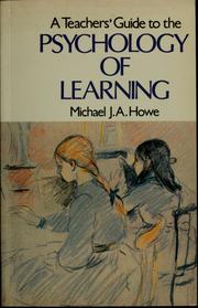 Cover of: A teacher's guide to the psychology of learning