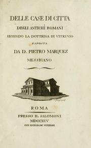 Cover of: Delle case di citta degli antichi Romani secondo la dottrina di Vitruvio